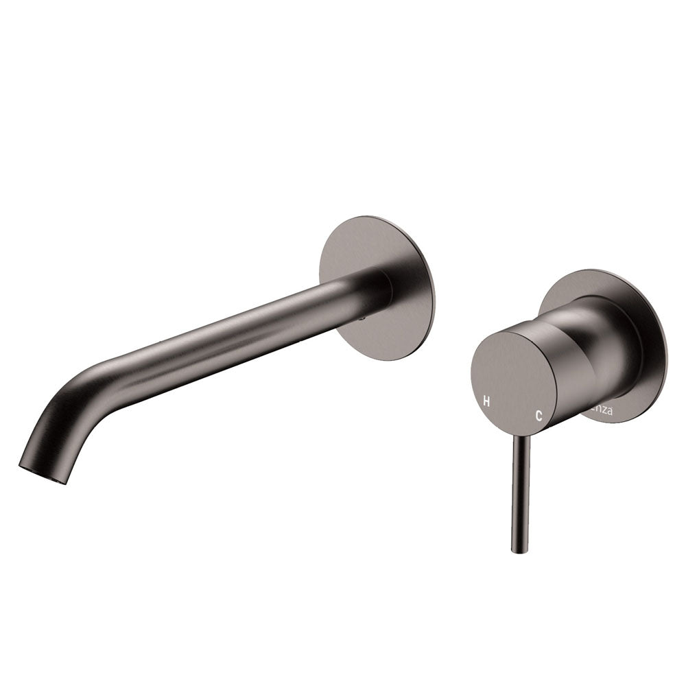 Fienza Kaya Basin/Bath Wall Mixer Dress Kit Set Round Plates 200mm Outlet, Gun Metal