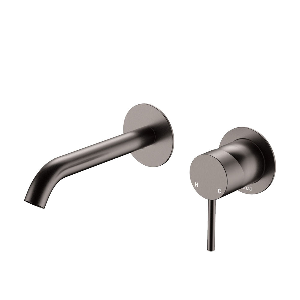 Fienza Kaya Basin/Bath Wall Mixer Dress Kit Set Round Plates 160mm Outlet, Gun Metal