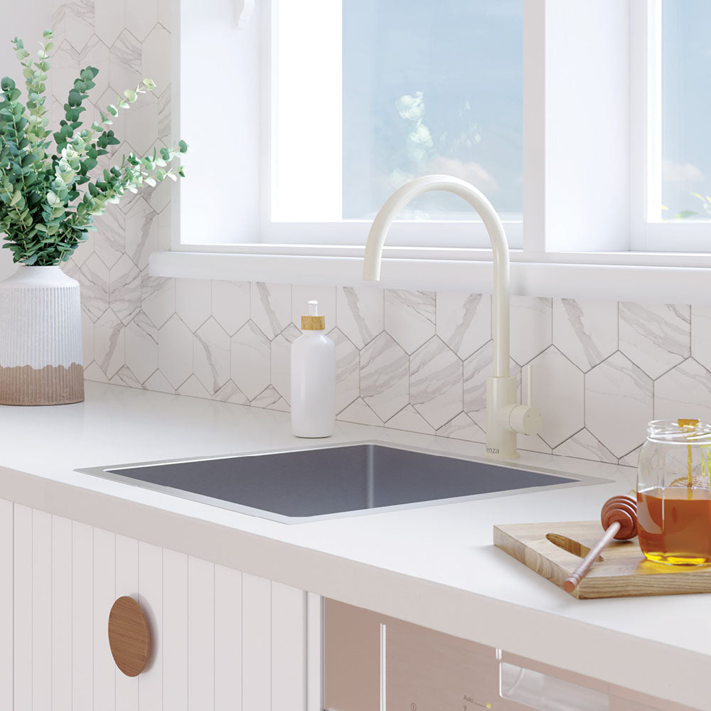 Fienza Kaya Sink Mixer Gloss Warm, White