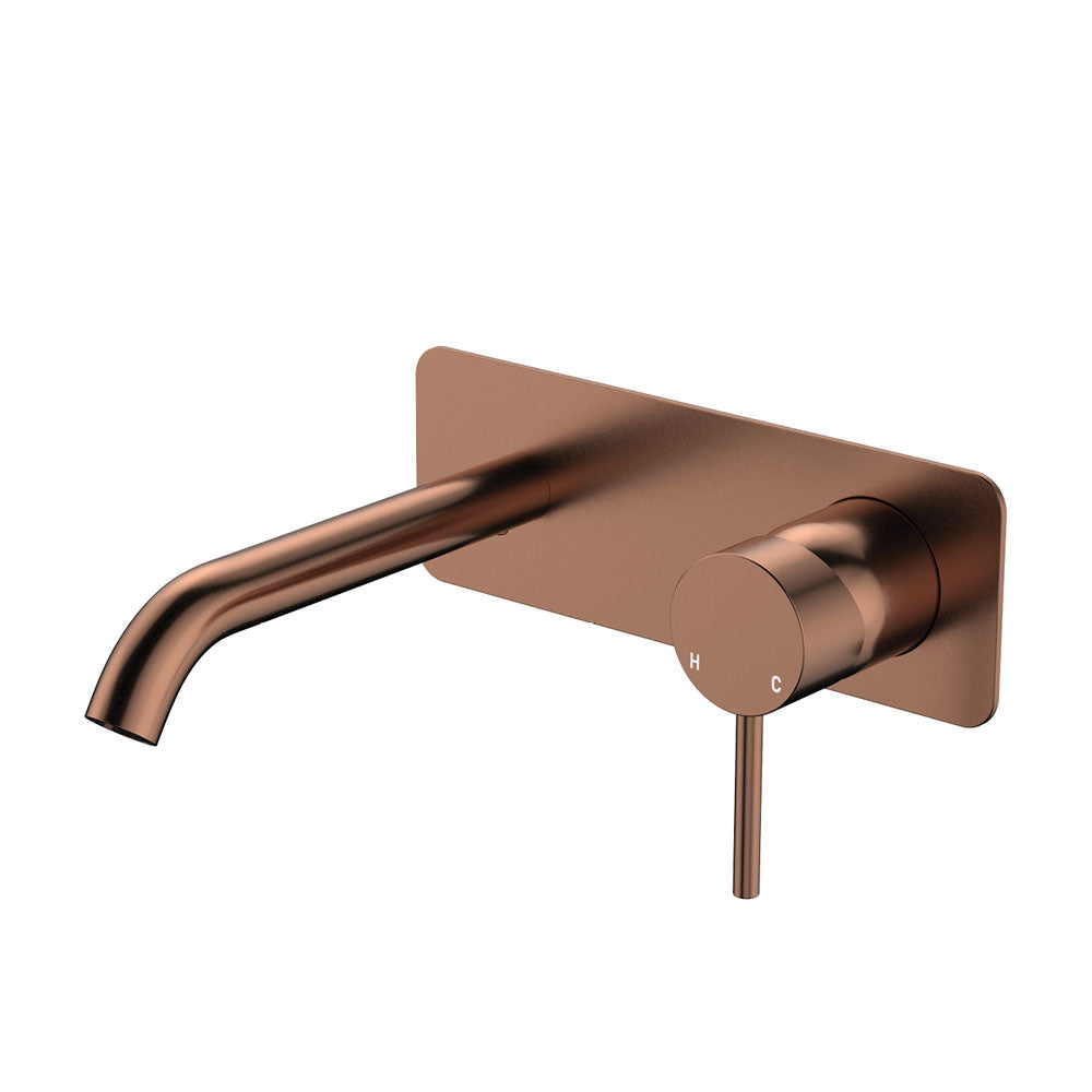 Fienza Kaya Basin/Bath Wall Mixer Dress Kit Set Rectangular Plate 160mm Outlet, Brushed Copper