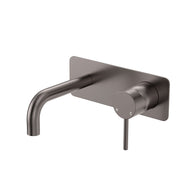 Fienza Kaya Basin/Bath Wall Mixer 130mm Outlet Set Dress Kit Rectangular Plate, Gun Metal
