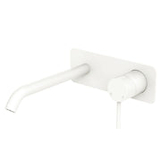 Fienza Kaya Basin/Bath Wall Mixer Set Rectangular Plate 200mm Outlet, Matte White