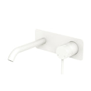 Fienza Kaya Basin/Bath Wall Mixer Set Rectangular Plate 160mm Outlet, Matte White