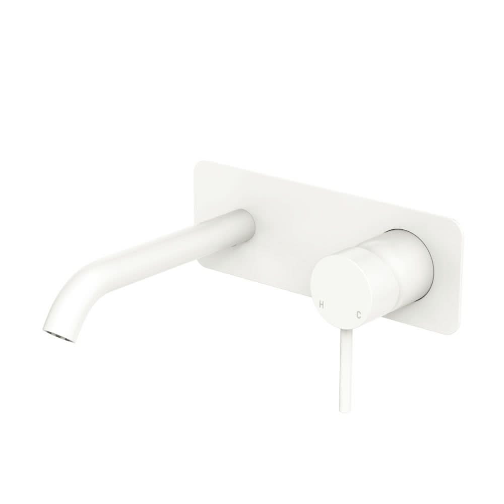 Fienza Kaya Basin/Bath Wall Mixer Dress Kit Set Rectangular Plate 160mm Outlet, Matte White