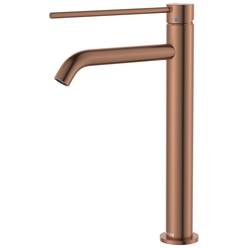 Fienza Kaya Care Tall Basin Mixer, Brushed Copper