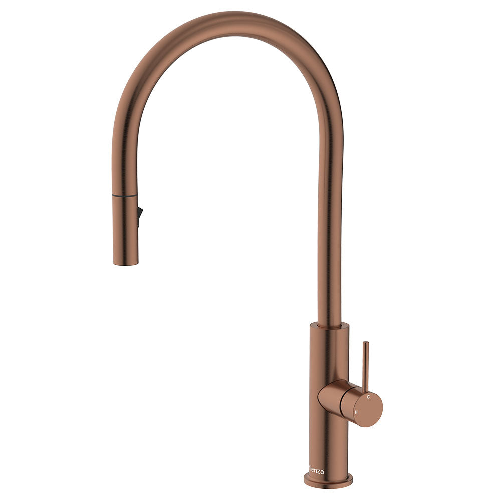 Fienza Kaya Pull Out Sink Mixer, Brushed Copper