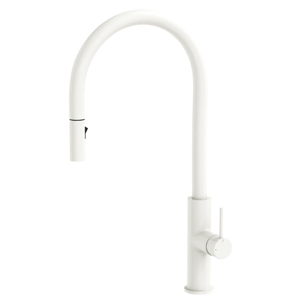 Fienza Kaya Pull Out Sink Mixer, Matte White