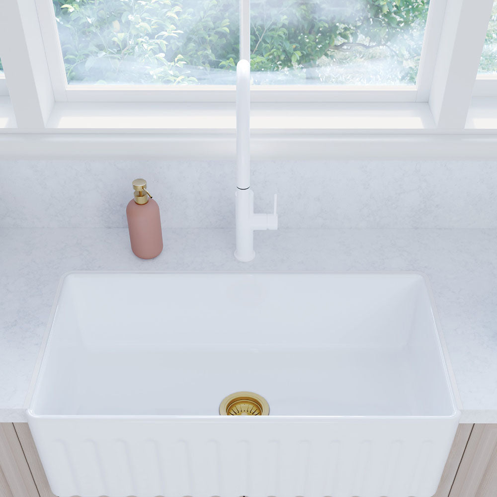 Fienza Kaya Pull Out Sink Mixer, Matte White