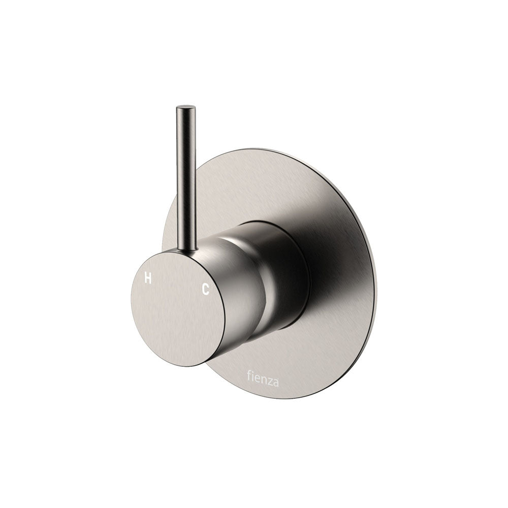 Fienza Kaya Up Wall Mixer Dress Kit Set Small Round Plate, Brushed Nickel
