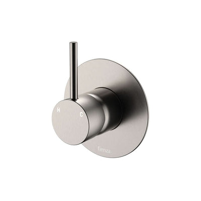 Fienza Kaya Up Wall Mixer Small Round Plate, Brushed Nickel