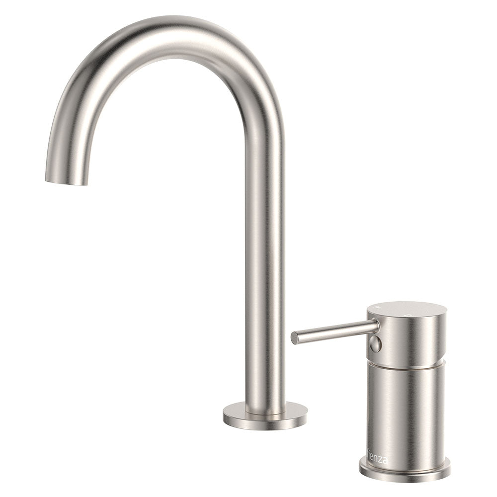 Fienza Kaya Round Hob Basin Mixer Set, Brushed Nickel