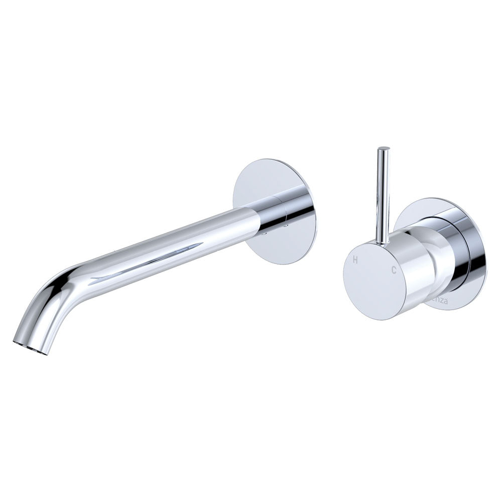 Fienza Kaya Up Basin/Bath Wall Mixer Set Round Plates 200mm Outlet, Chrome