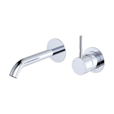 Fienza Kaya Up Basin/Bath Wall Mixer Set Round Plates 160mm Outlet, Chrome
