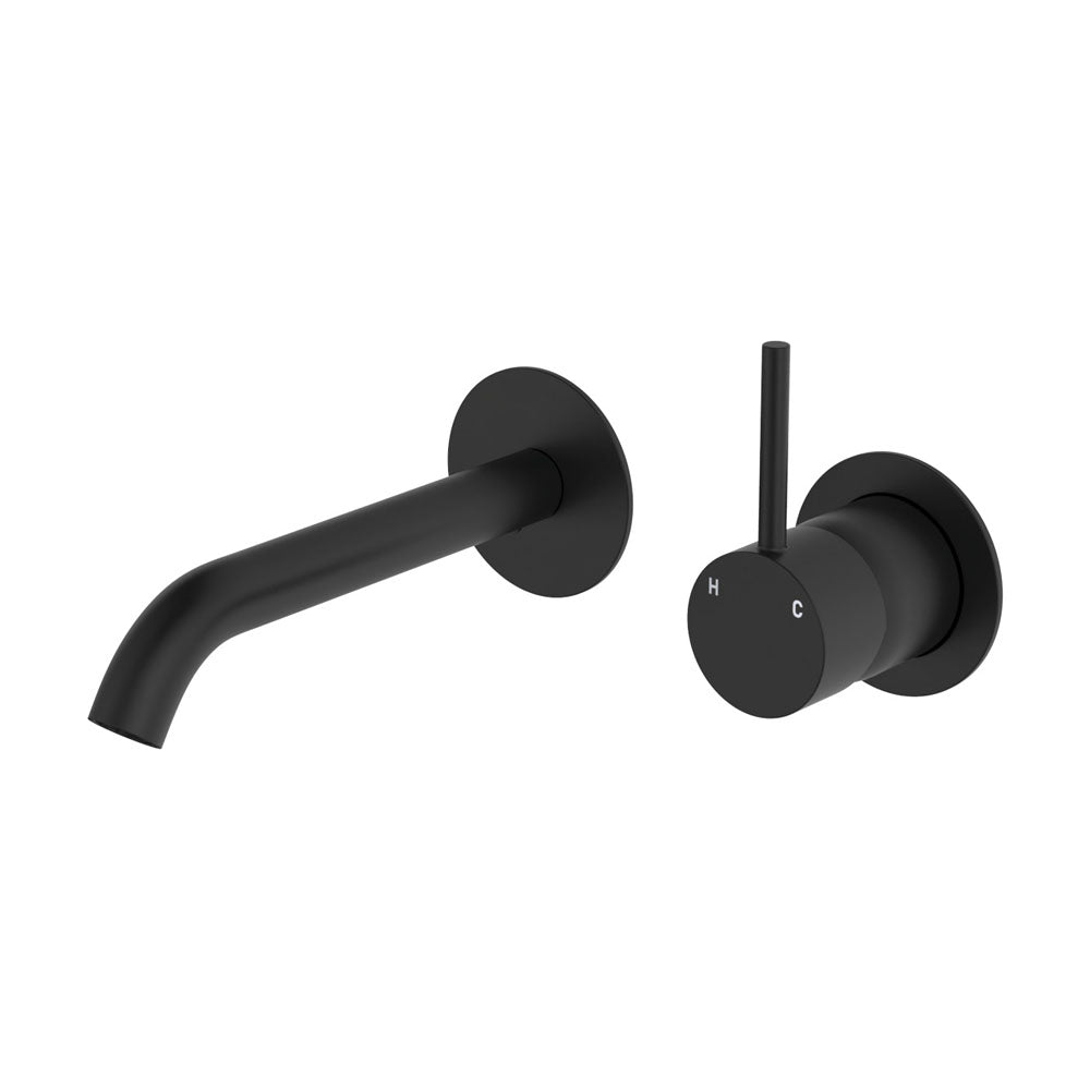 Fienza Kaya Up Basin/Bath Wall Mixer Dress Kit Set Round Plates 160mm Outlet, Matte Black