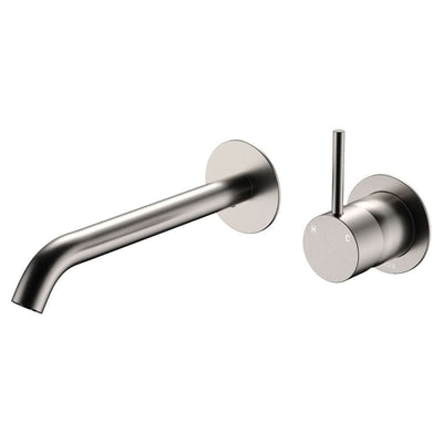 Fienza Kaya Up Basin/Bath Wall Mixer Dress Kit Set Round Plates 160mm Outlet, Brushed Nickel