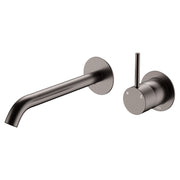 Fienza Kaya Up Basin/Bath Wall Mixer Set Round Plates 200mm Outlet, Gun Metal