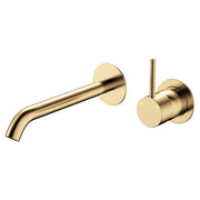 Fienza Kaya Up Basin/Bath Wall Mixer Set Round Plates 200mm Outlet, Urban Brass