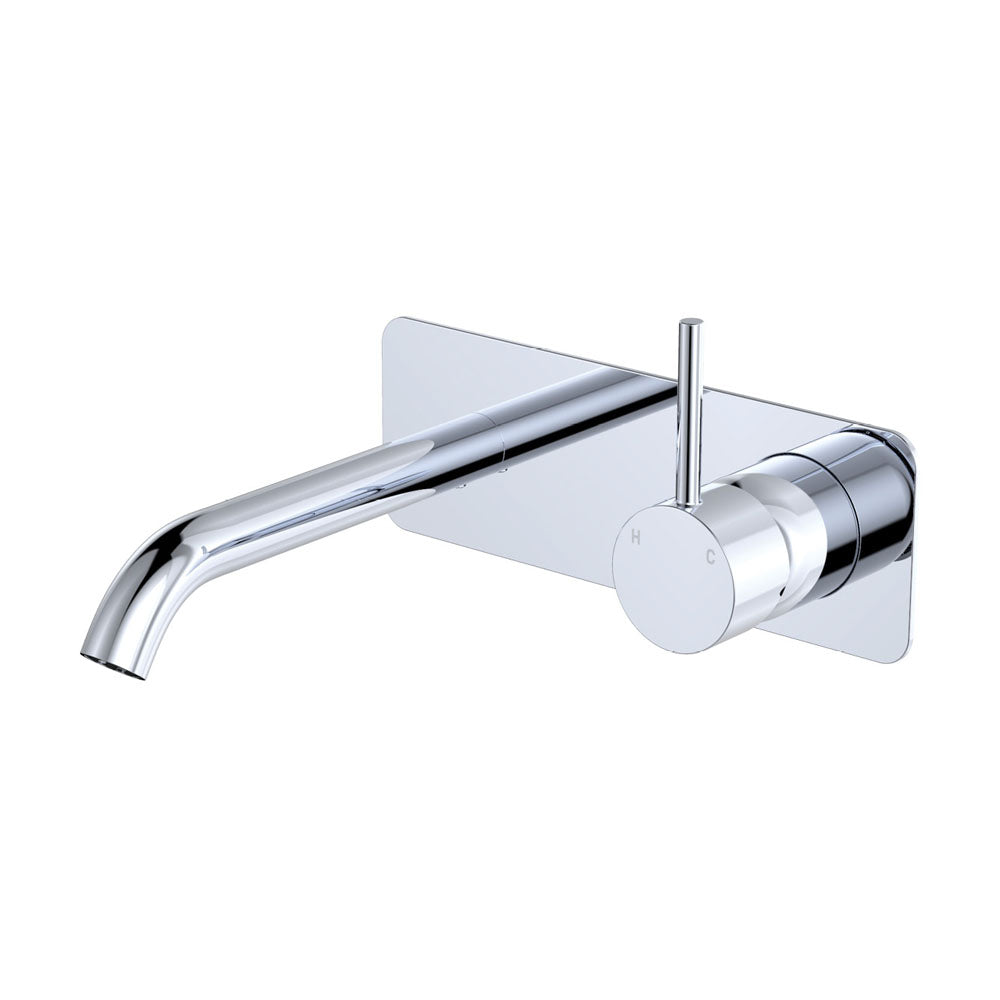 Fienza Kaya Up Basin/Bath Wall Mixer Dress Kit Set Rectangular Plate 160mm Outlet, Chrome