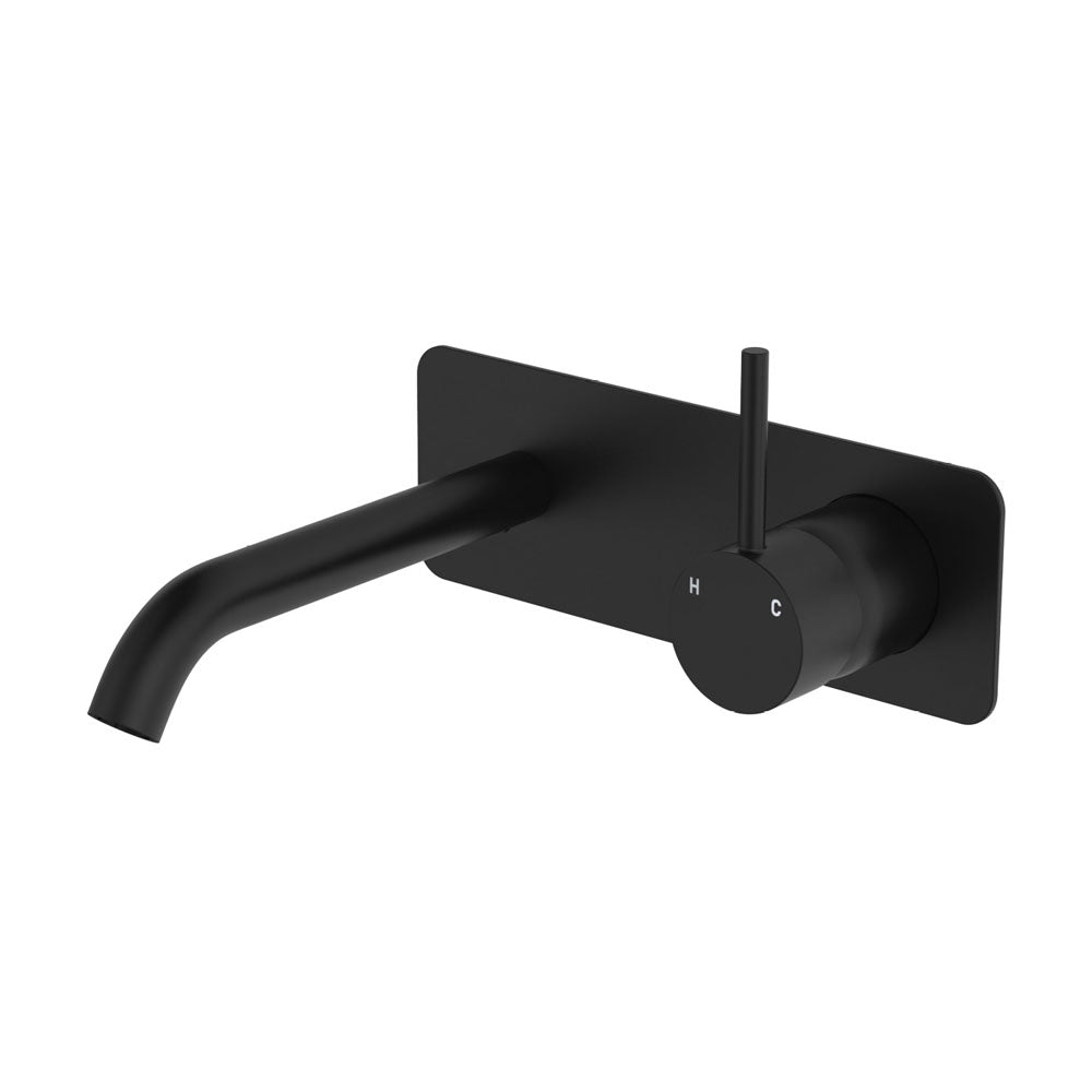 Fienza Kaya Up Basin/Bath Wall Mixer Dress Kit Set Rectangular Plate 160mm Outlet, Matte Black