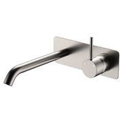 Fienza Kaya Up Basin/Bath Wall Mixer Dress Kit Set Rectangular Plate 160mm Outlet, Brushed Nickel