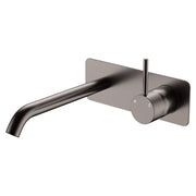 Fienza Kaya Up Basin/Bath Wall Mixer Set Rectangular Plate 200mm Outlet, Gun Metal