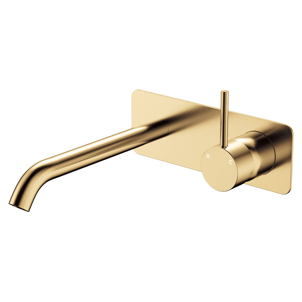 Fienza Kaya Up Basin/Bath Mixer 200mm Outlet Set Soft Square Plate, Urban Brass
