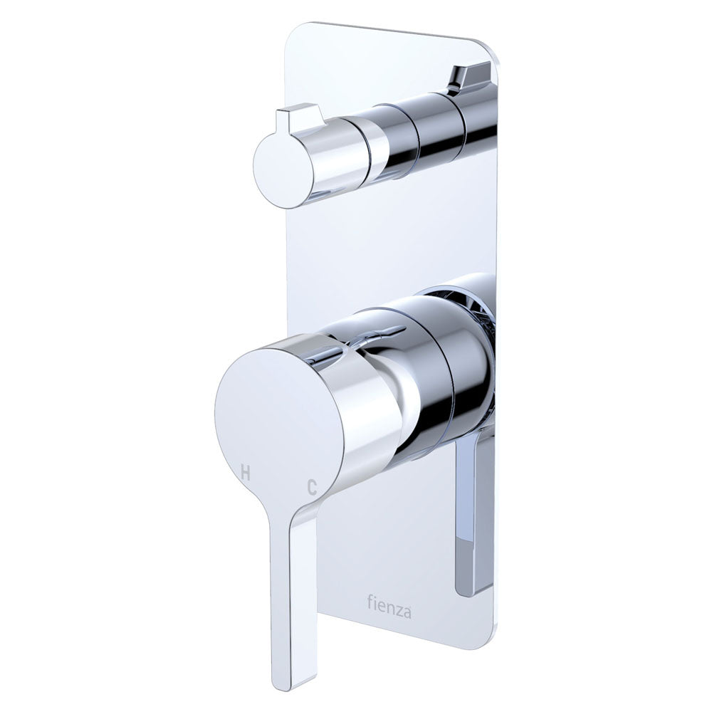 Fienza Sansa Wall Diverter Mixer Smalll Rectangular Plate, Chrome