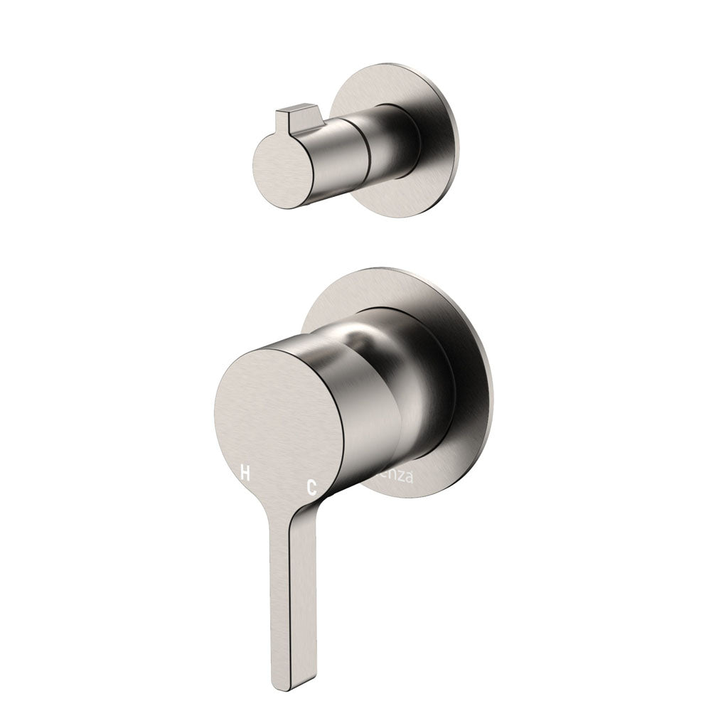 Fienza Sansa Wall Diverter Mixer Round Plates, Brushed Nickel