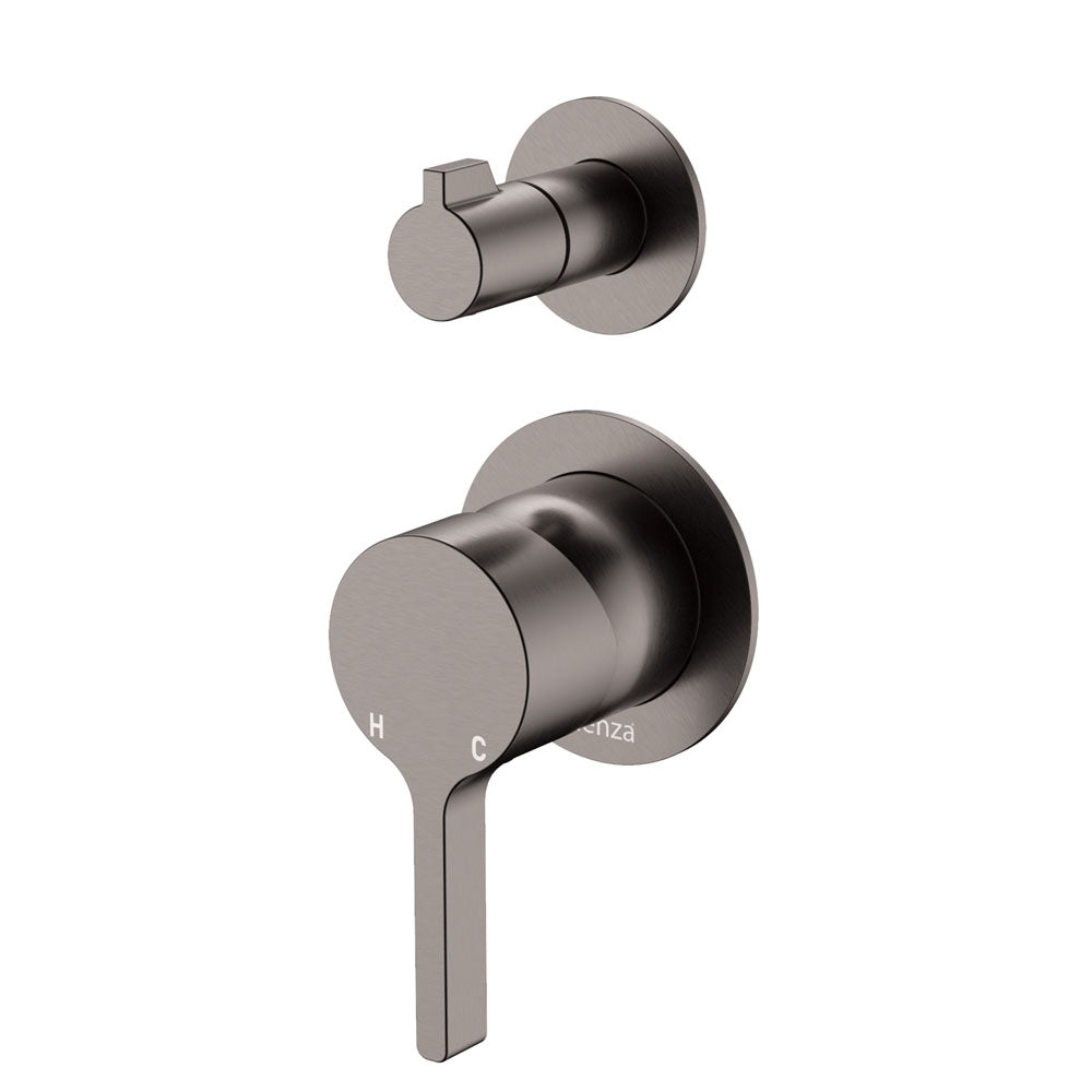 Fienza Sansa Wall Diverter Mixer Round Plates, Gun Metal
