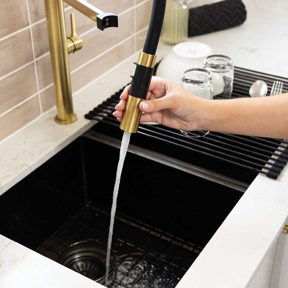 Fienza Sansa Pull Down Sink Mixer, Urban Brass