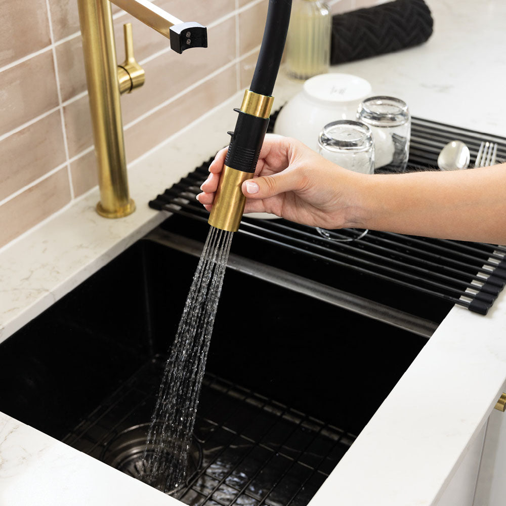 Fienza Sansa Pull Down Sink Mixer, Urban Brass