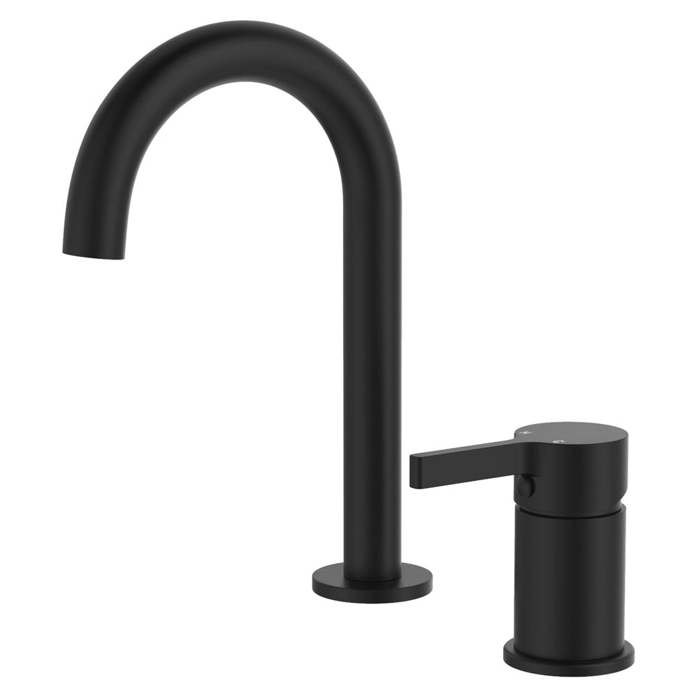 Fienza Sansa Round Hob Basin Mixer Set, Matte Black