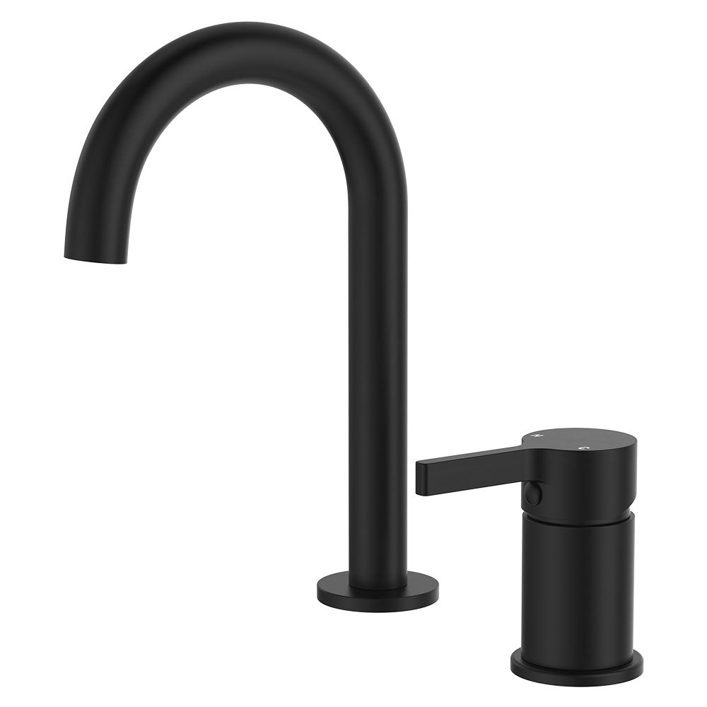 Fienza Sansa Round Hob Basin Mixer Set, Matte Black