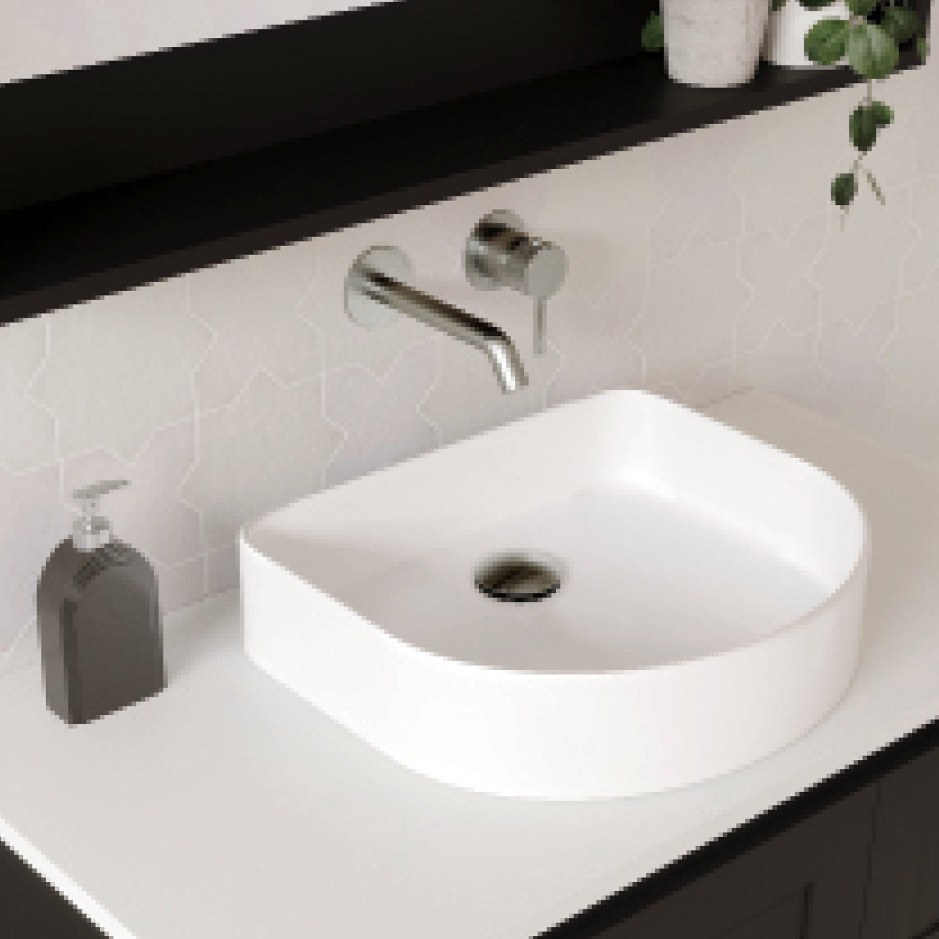Fienza Axle Basin/Bath Wall Mixer Set Round Plates 200mm Outlet, Brushed Nickel