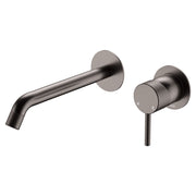 Fienza Axle Basin/Bath Wall Mixer With 200mm Outlet Round Plates, Gun Metal