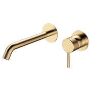 Fienza Axle Basin/Bath Wall Mixer Set Round Plates 200mm Outlet, Urban Brass