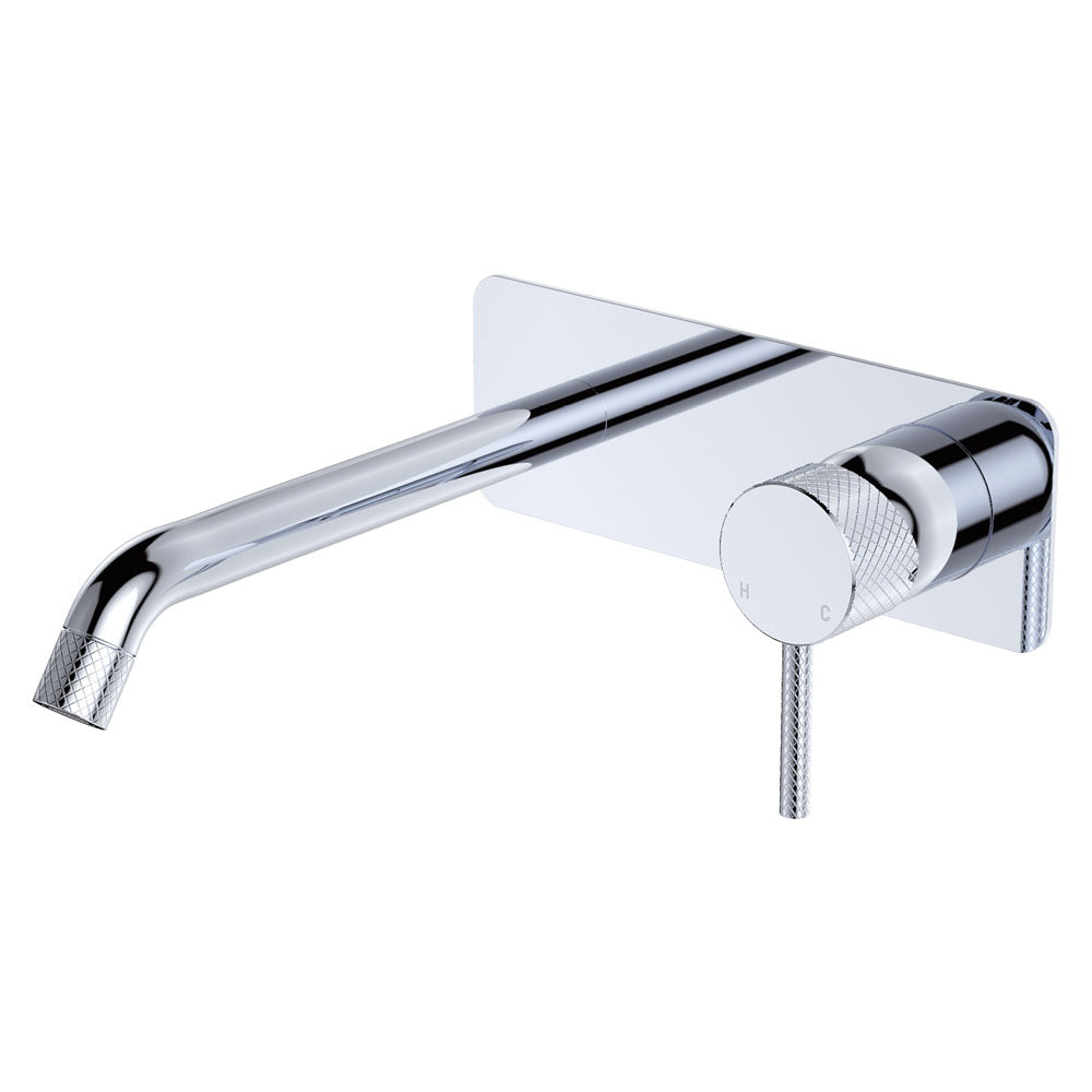 Fienza Axle Basin/Bath Wall Mixer With 200mm Outlet Soft Square Plate, Chrome