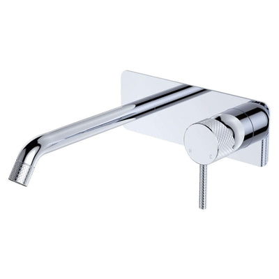 Fienza Axle Basin/Bath Wall Mixer With 200mm Outlet Soft Square Plate, Chrome