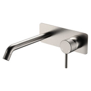 Fienza Axle Basin/Bath Wall Mixer Set Square Plate 200mm Outlet, Brushed Nickel