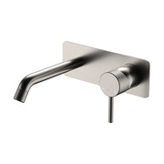 Fienza Axle Basin/Bath Wall Mixer Set Square Plate 160mm Outlet, Brushed Nickel