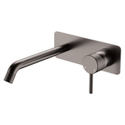 Fienza Axle Basin/Bath Wall Mixer Set Rectangular Plate 160mm Outlet, Gun Metal