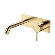 Fienza Axle Basin/Bath Wall Mixer With 160mm Outlet Soft Square Plate, Urban Brass