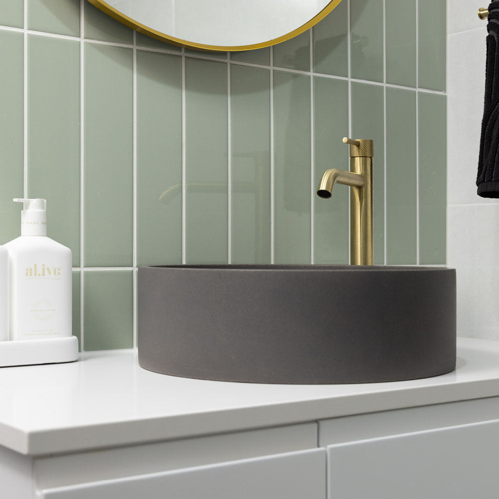 Fienza Axle Tall Basin Mixer, Urban Brass