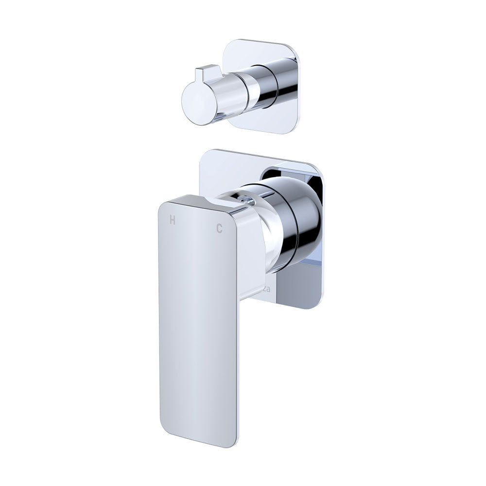 Fienza Tono Wall Diverter Mixer Small Square Plates, Chrome