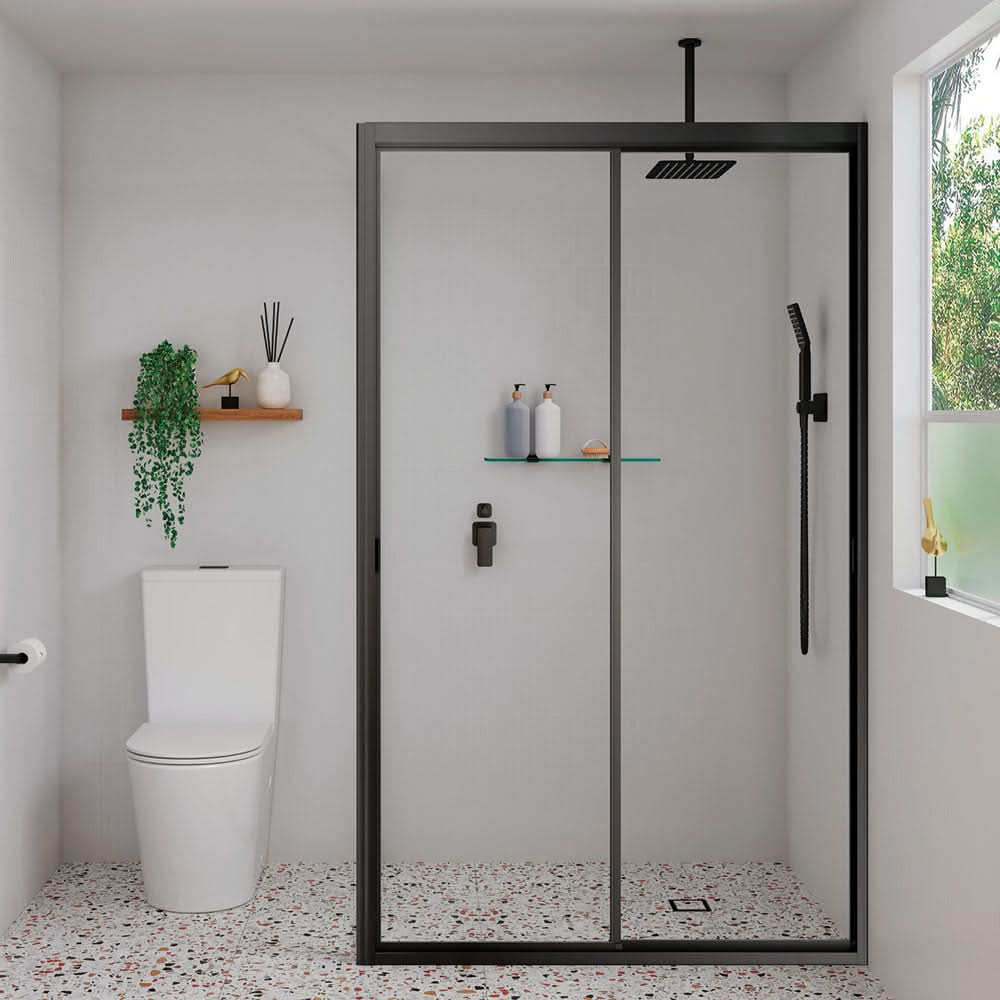 Fienza Tono Wall Diverter Mixer Dress Kit Small Square Plates, Matte Black