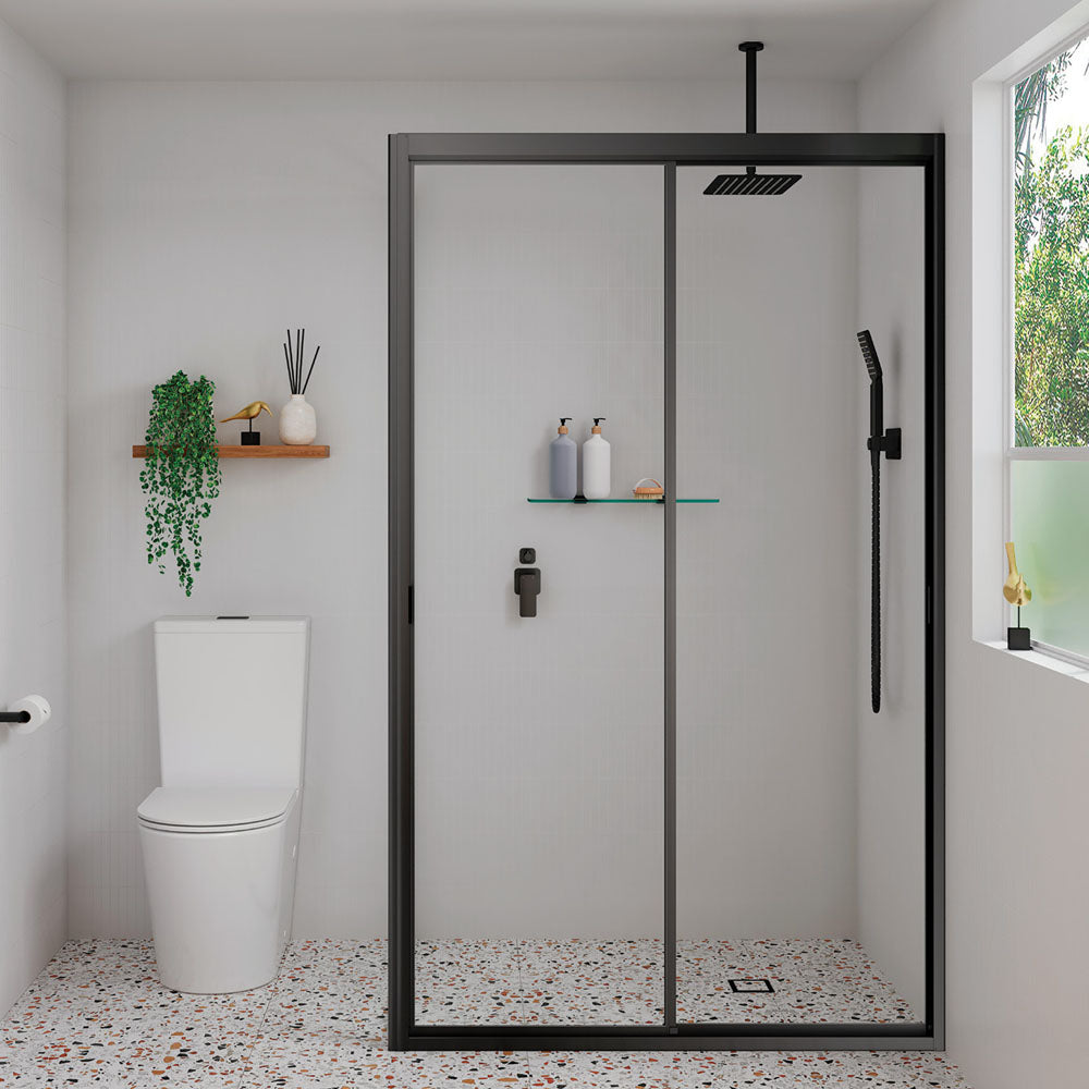 Fienza Tono Wall Diverter Mixer Small Square Plates, Matte Black