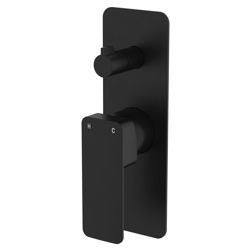 Fienza Tono Wall Diverter Mixer Large Rectangular Plate, Matte Black