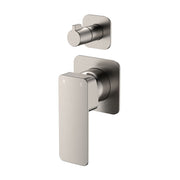 Fienza Tono Wall Diverter Mixer Small Square Plates, Brushed Nickel