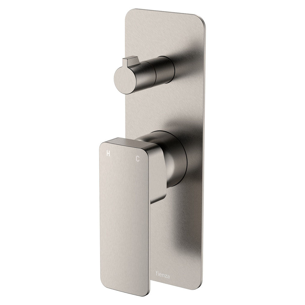 Fienza Tono Wall Diverter Mixer Large Rectangular Plate, Brushed Nickel