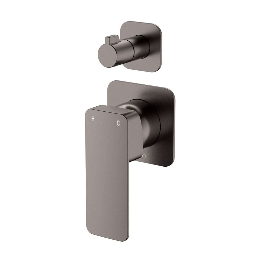 Fienza Tono Wall Diverter Mixer Dress Kit Small Square Plates, Gun Metal